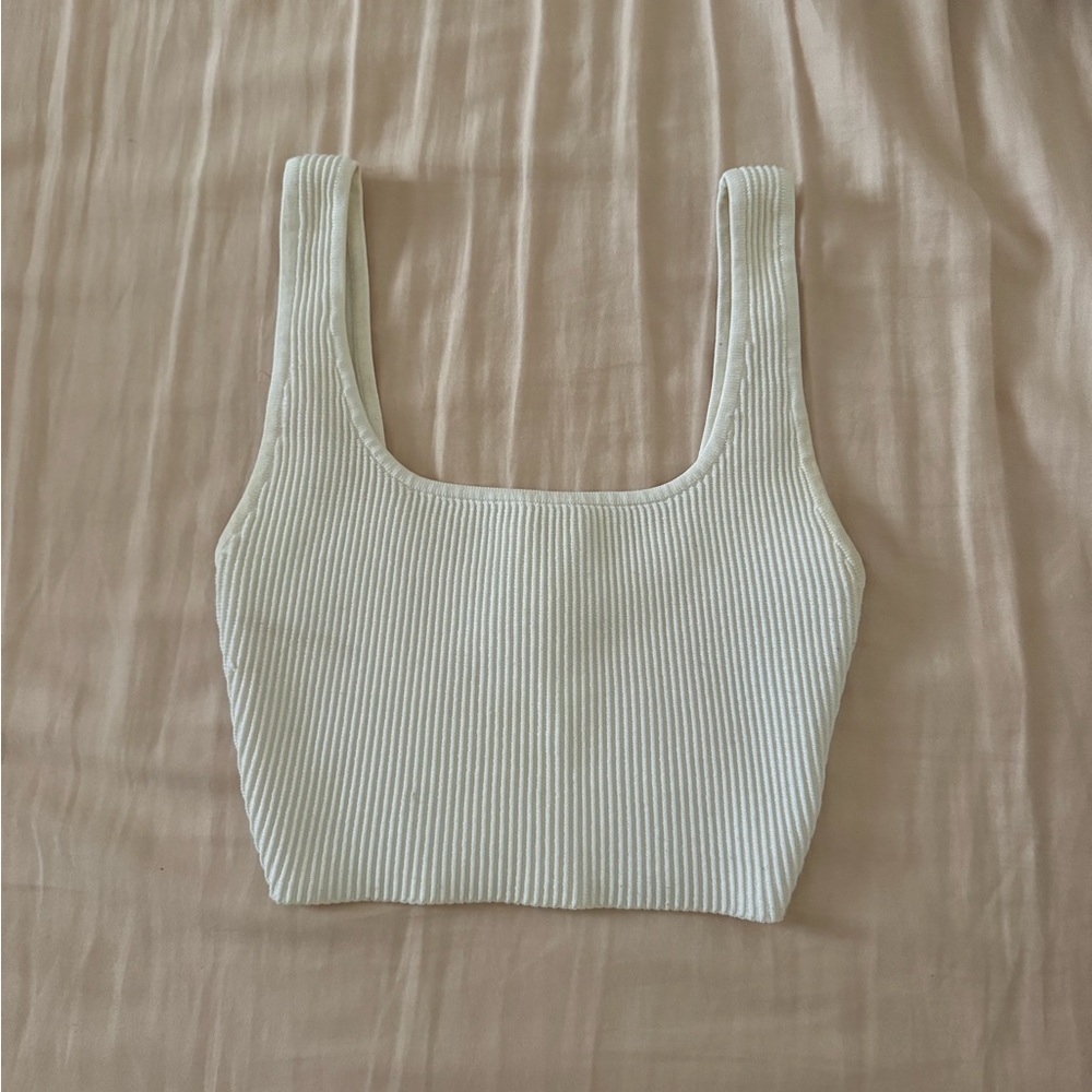 Aritzia Cream Ribbed Tank Top